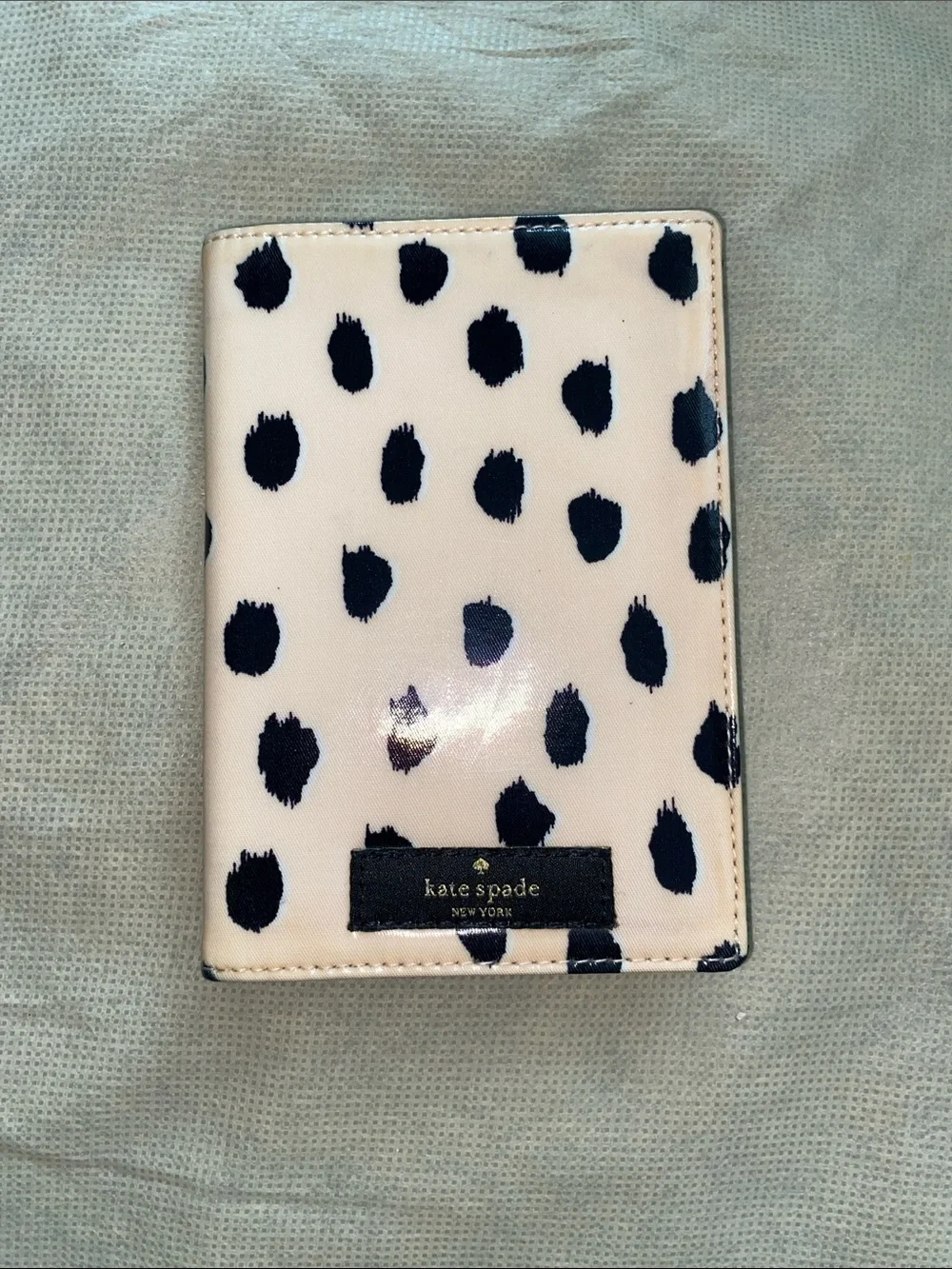 kate spade Kids Cream and Black Polka Dot Passport Cover